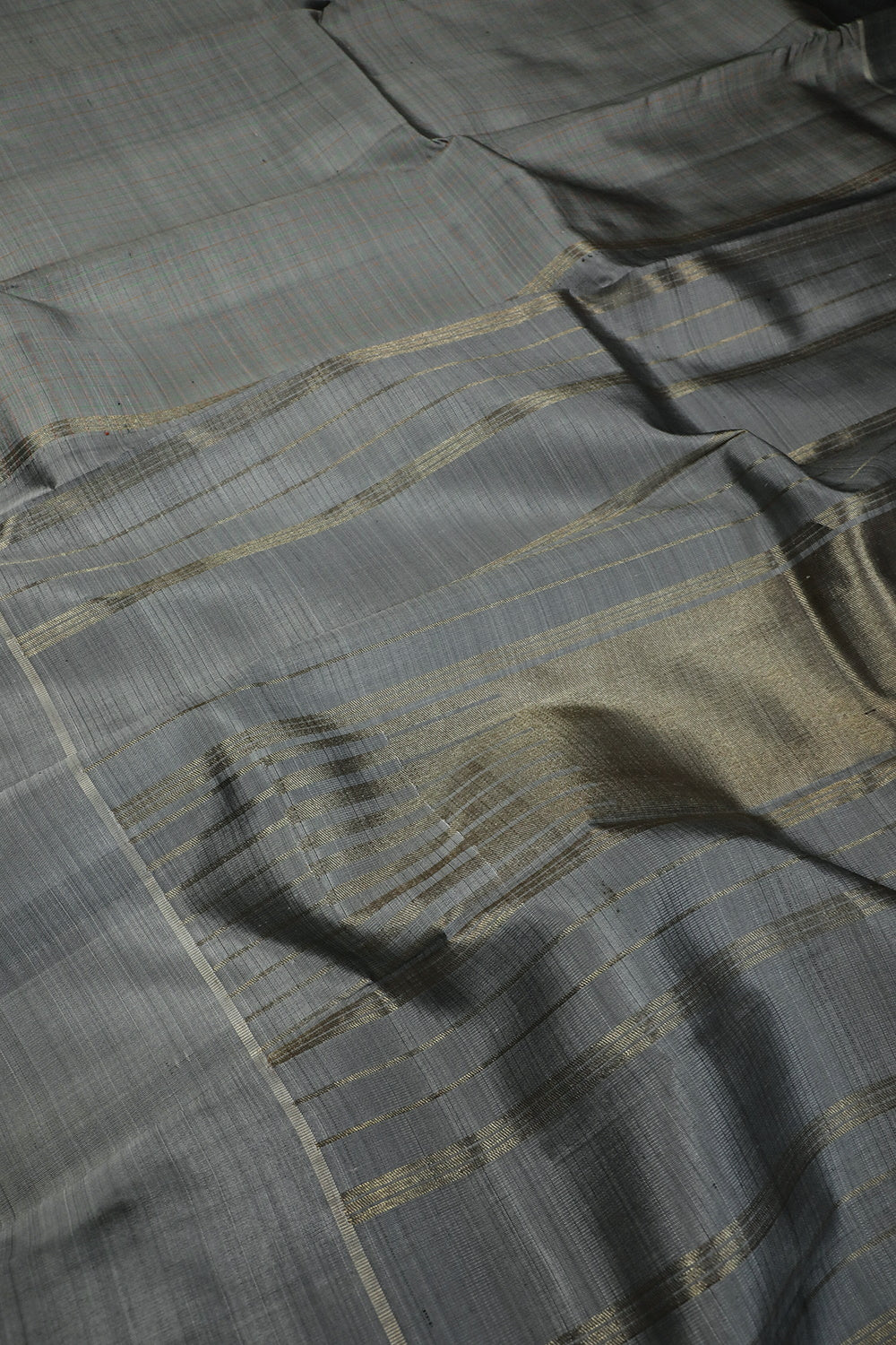 Misty Grey Kanchipuram Silk saree - Image 3