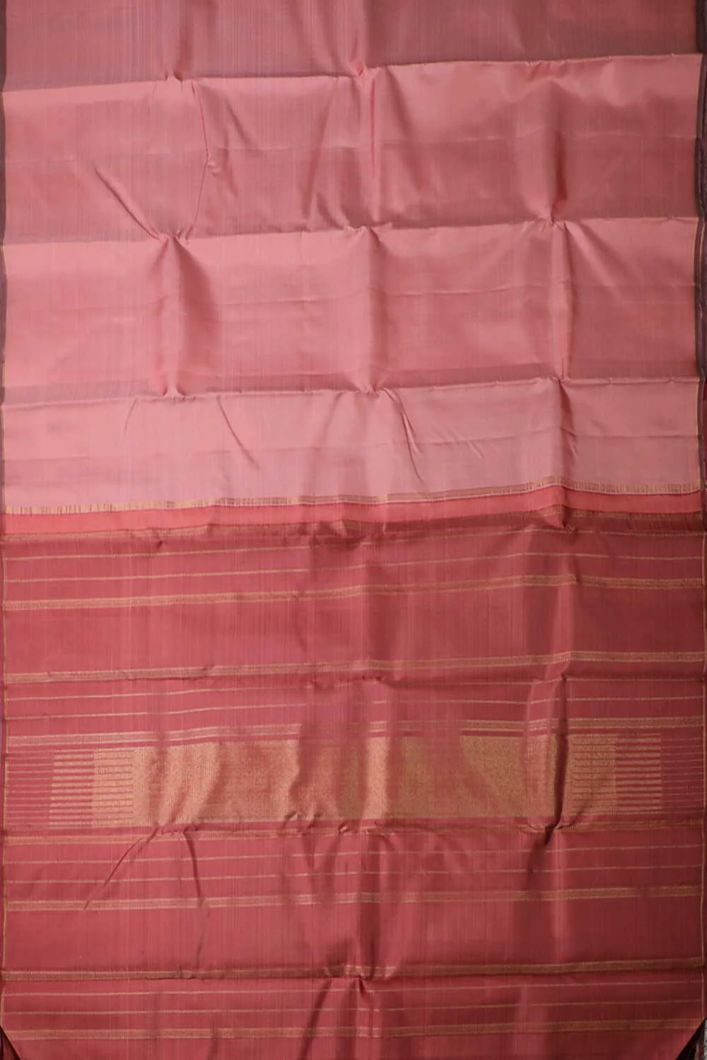 Plain Peach Kanchipuram Silk saree - Image 2