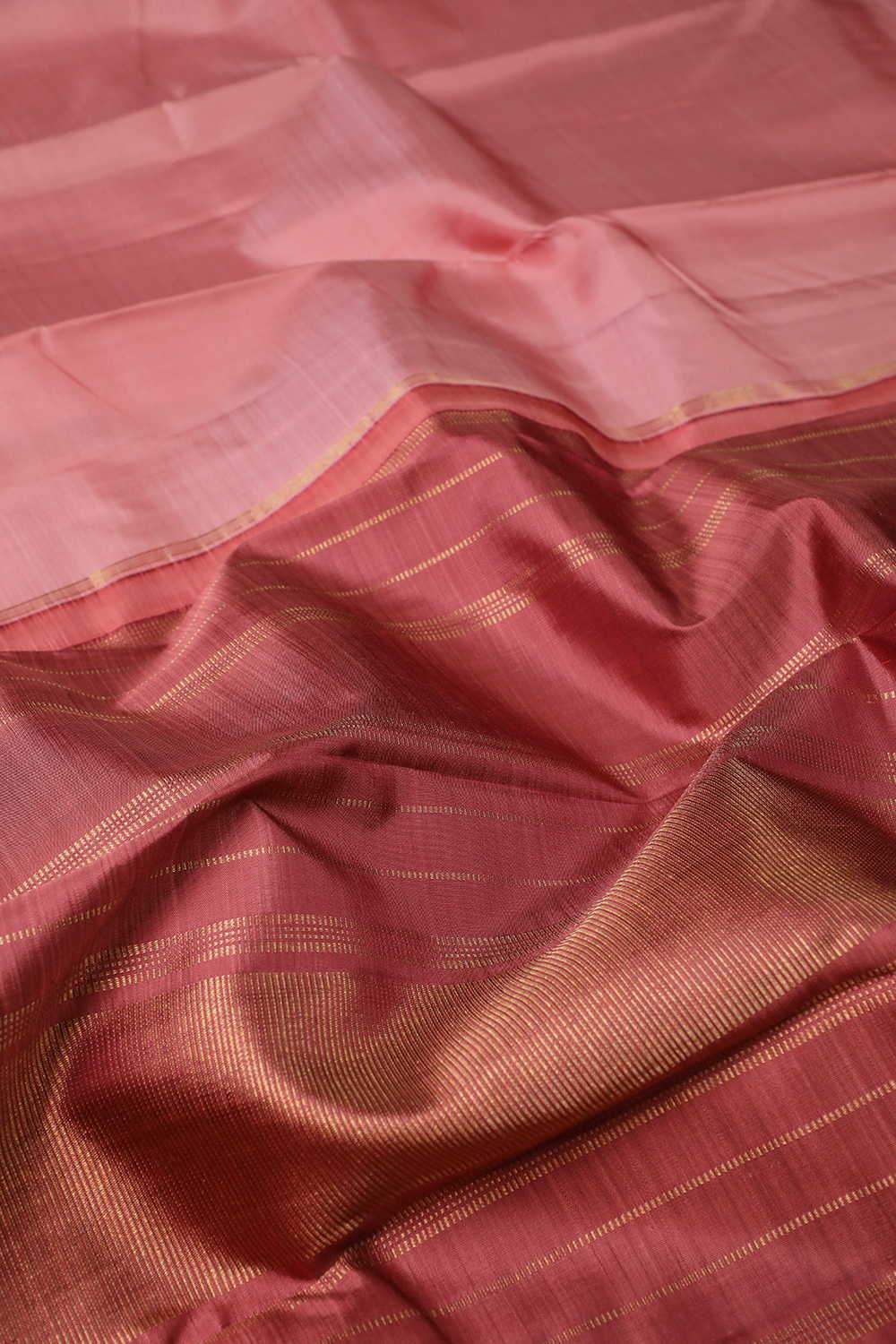 Plain Peach Kanchipuram Silk saree - Image 3