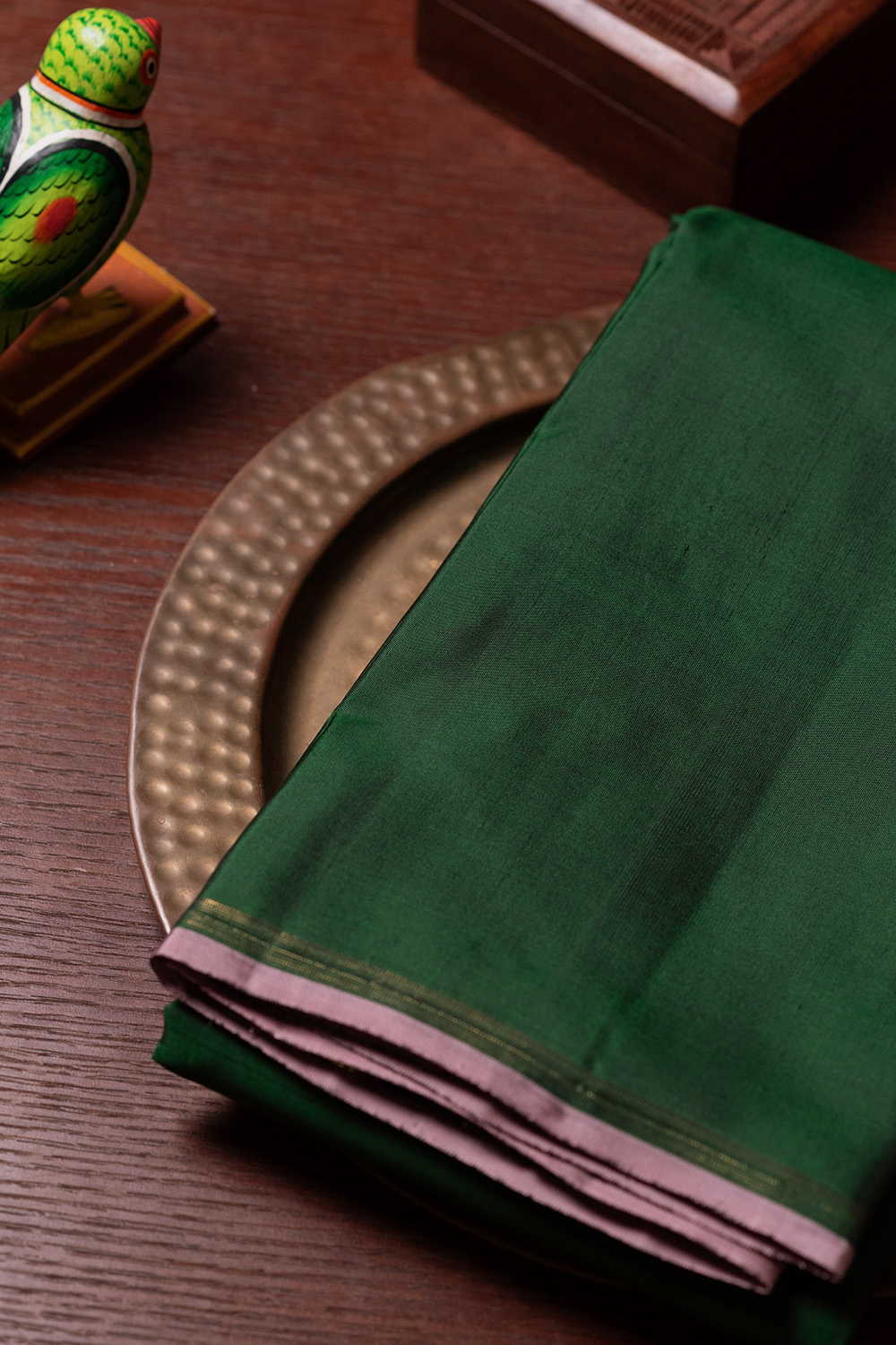 Green with Pink Pallu Kanchipuram Silk saree