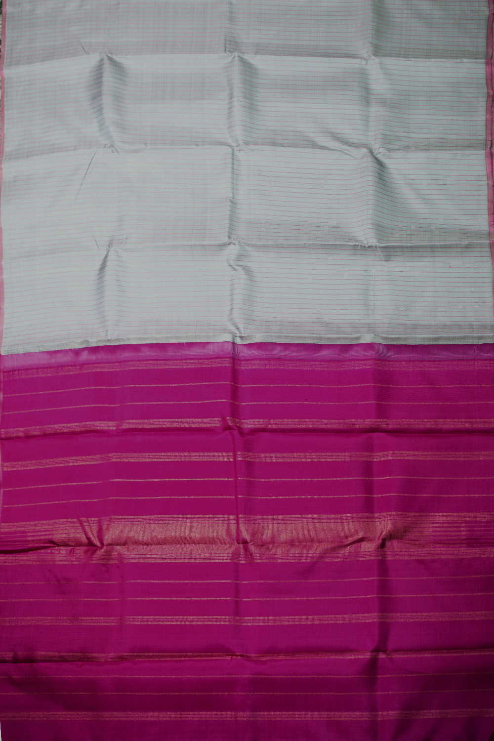 Stripes on Light Grey Kanchipuram Silk saree - Image 2