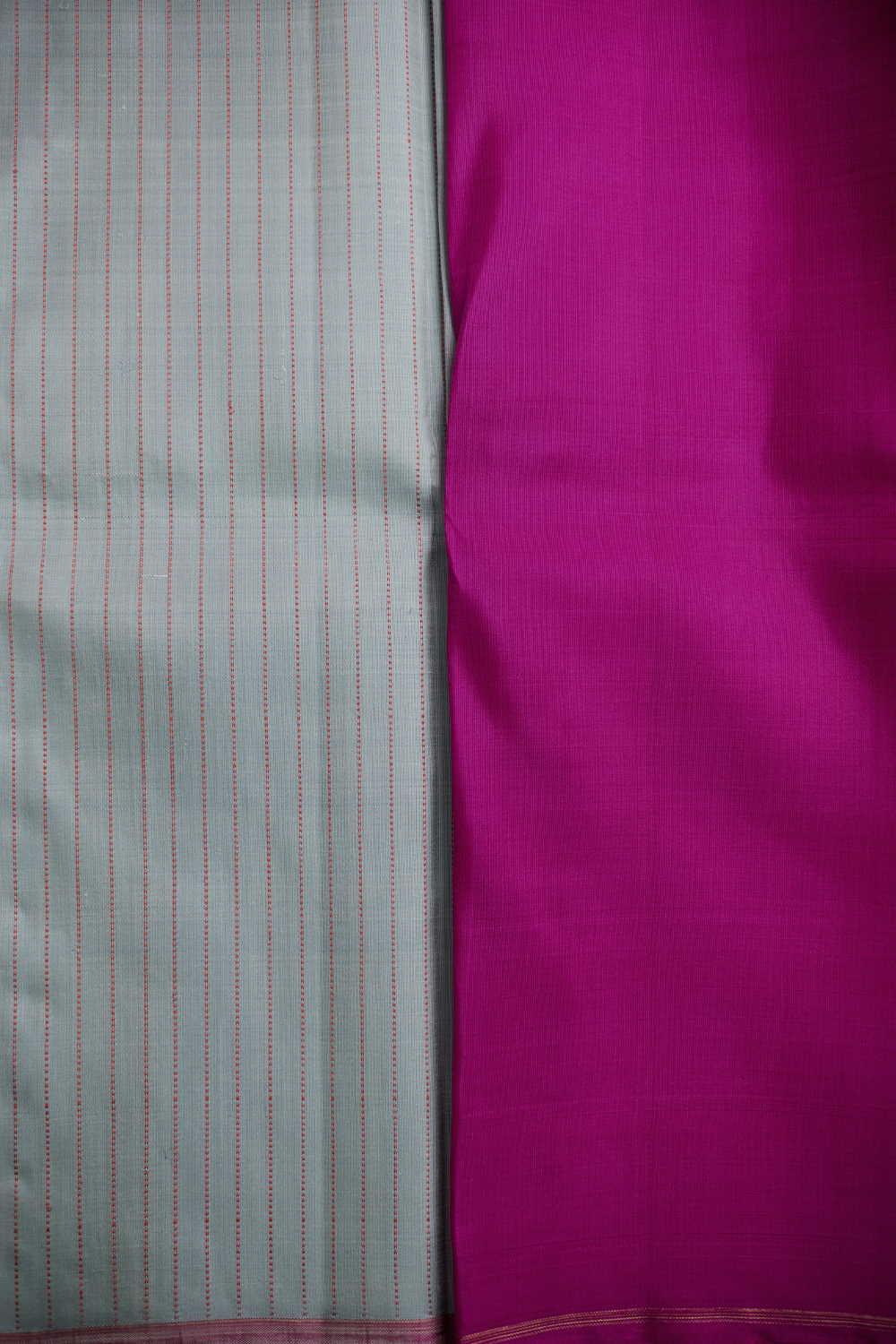 Stripes on Light Grey Kanchipuram Silk saree - Image 4