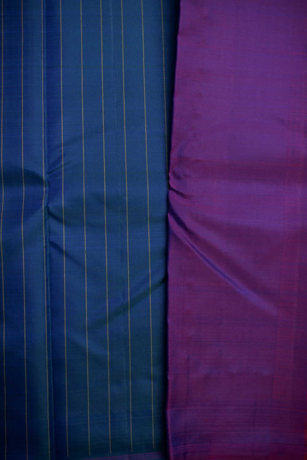 Vertical Stripe on Blue Kanchipuram Silk saree - Image 4