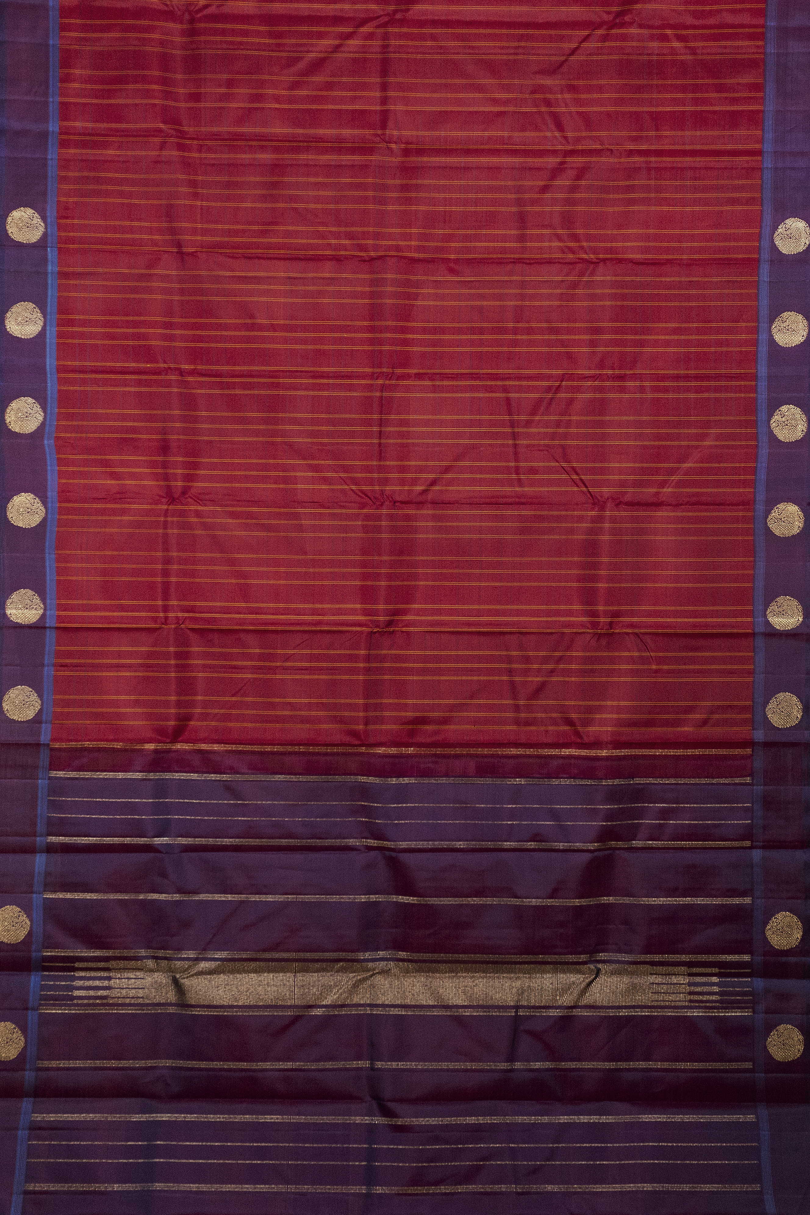 Red with Purple Border Kanchipuram Silk saree - Image 2