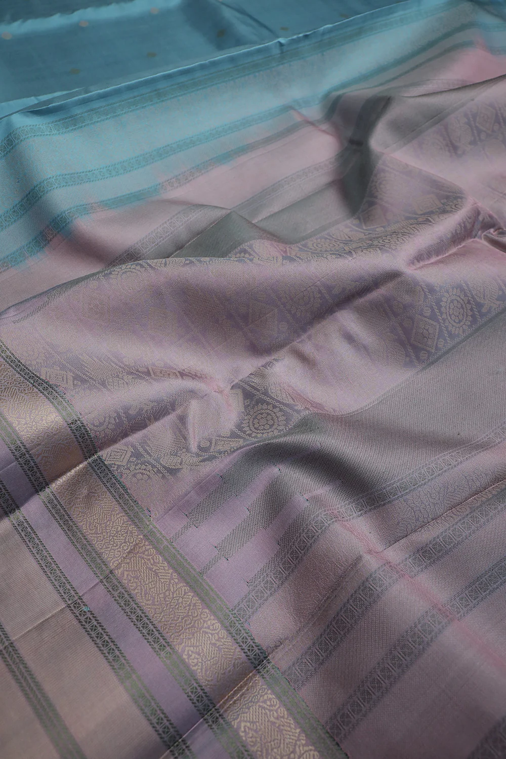 Butta on Light Blue Kanchipuram Silk saree - Image 3