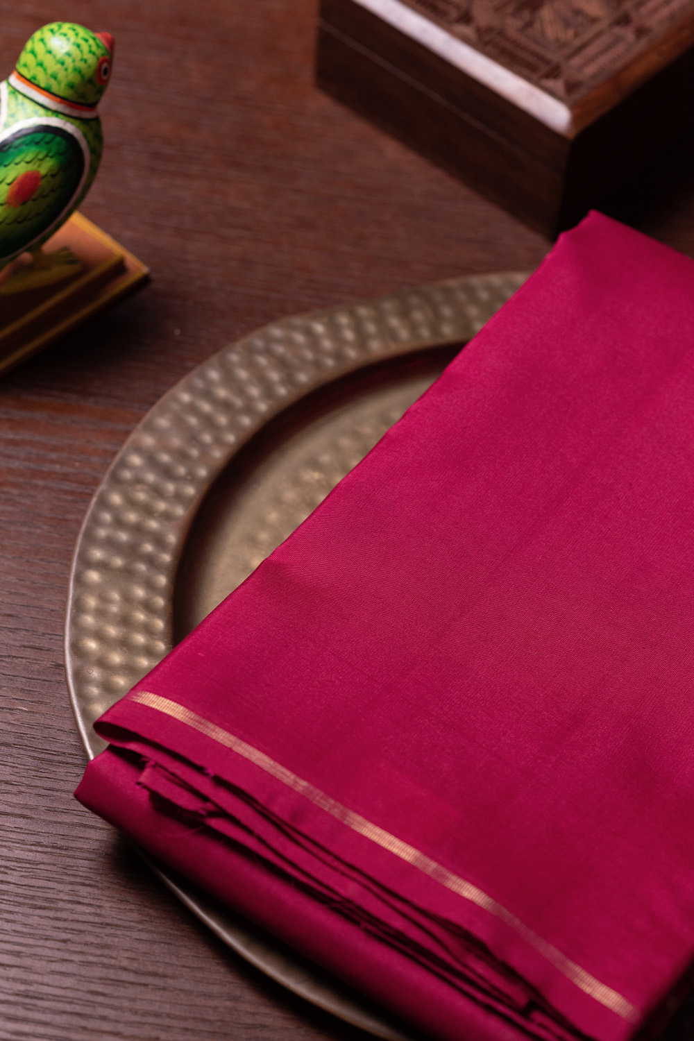 Plain Pinkish Maroon Kanchipuram Silk saree