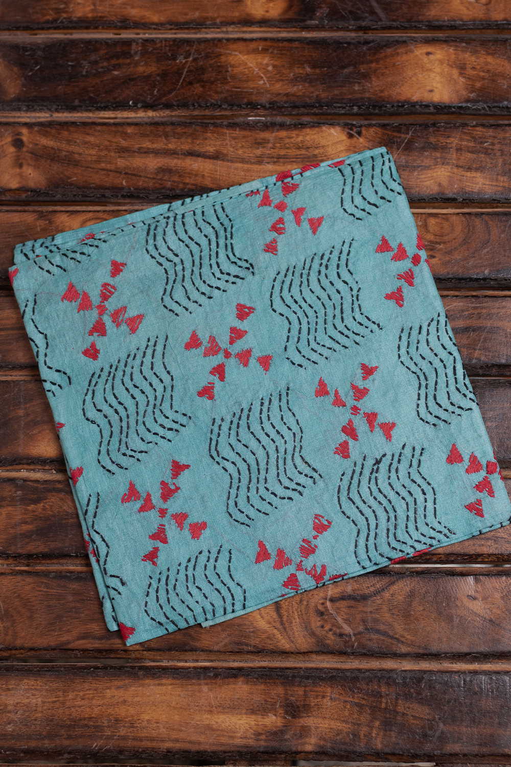Green Kantha Silk Blouse