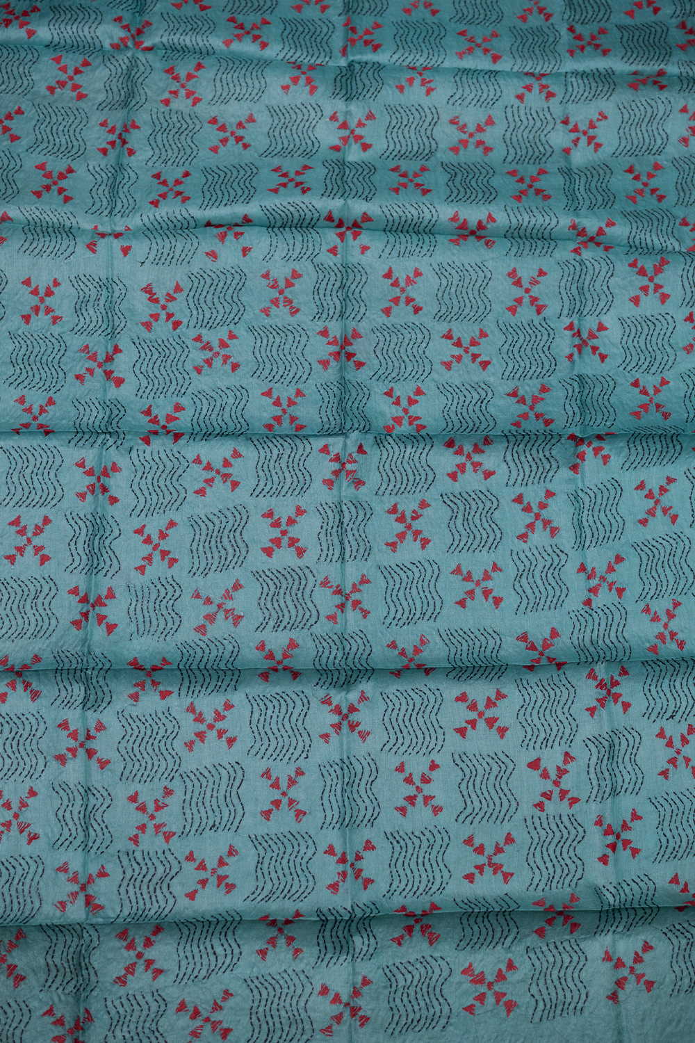 Green Kantha Silk Blouse - Image 3