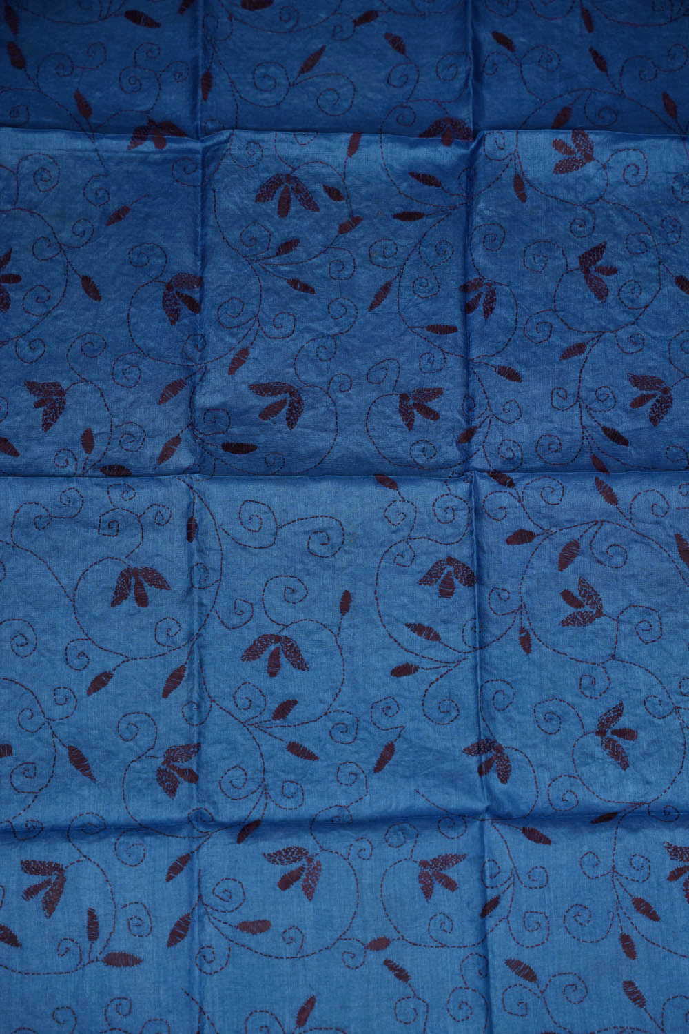 Midnight Blue Kantha Silk Blouse - Image 2
