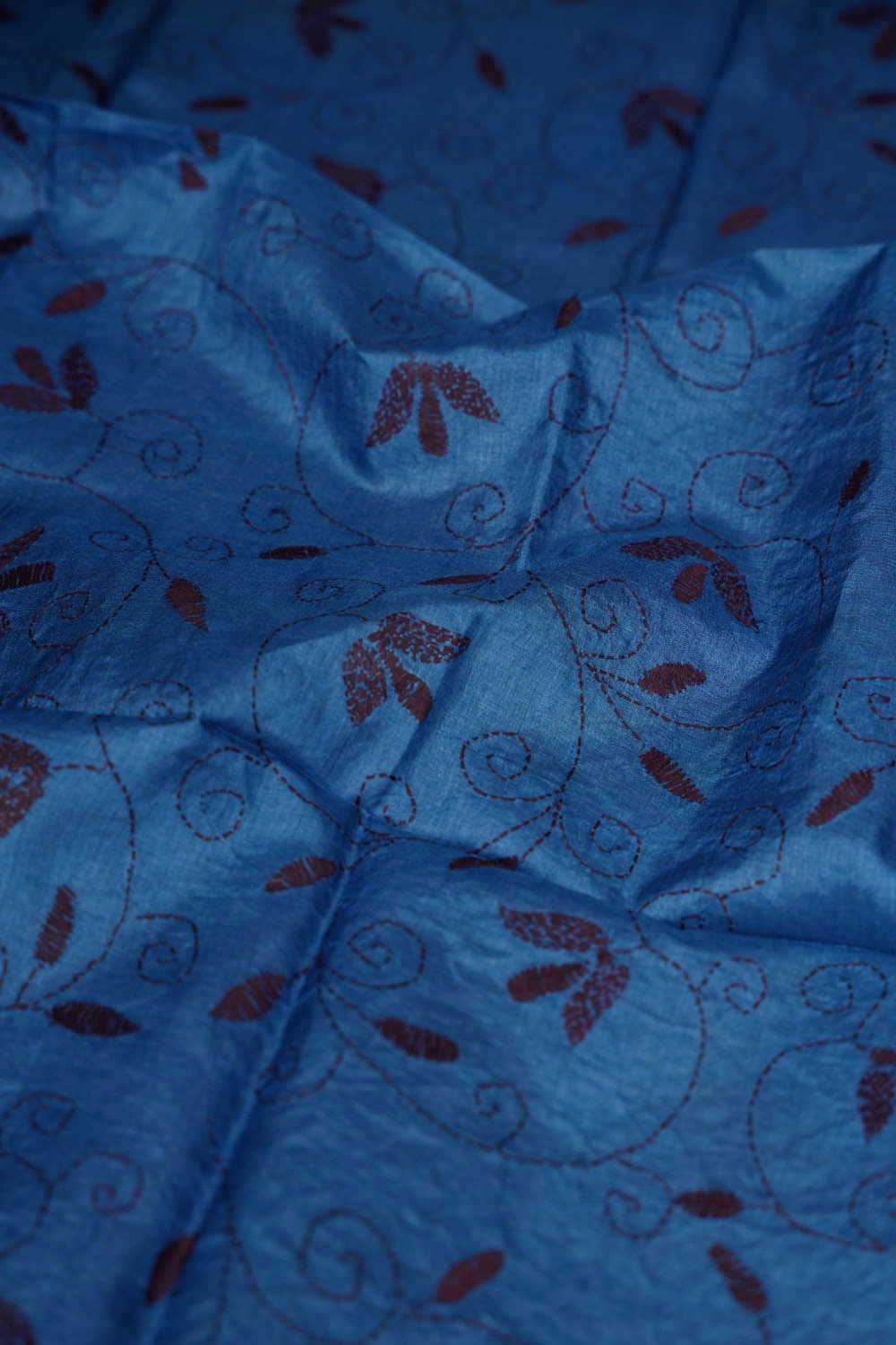 Midnight Blue Kantha Silk Blouse - Image 3