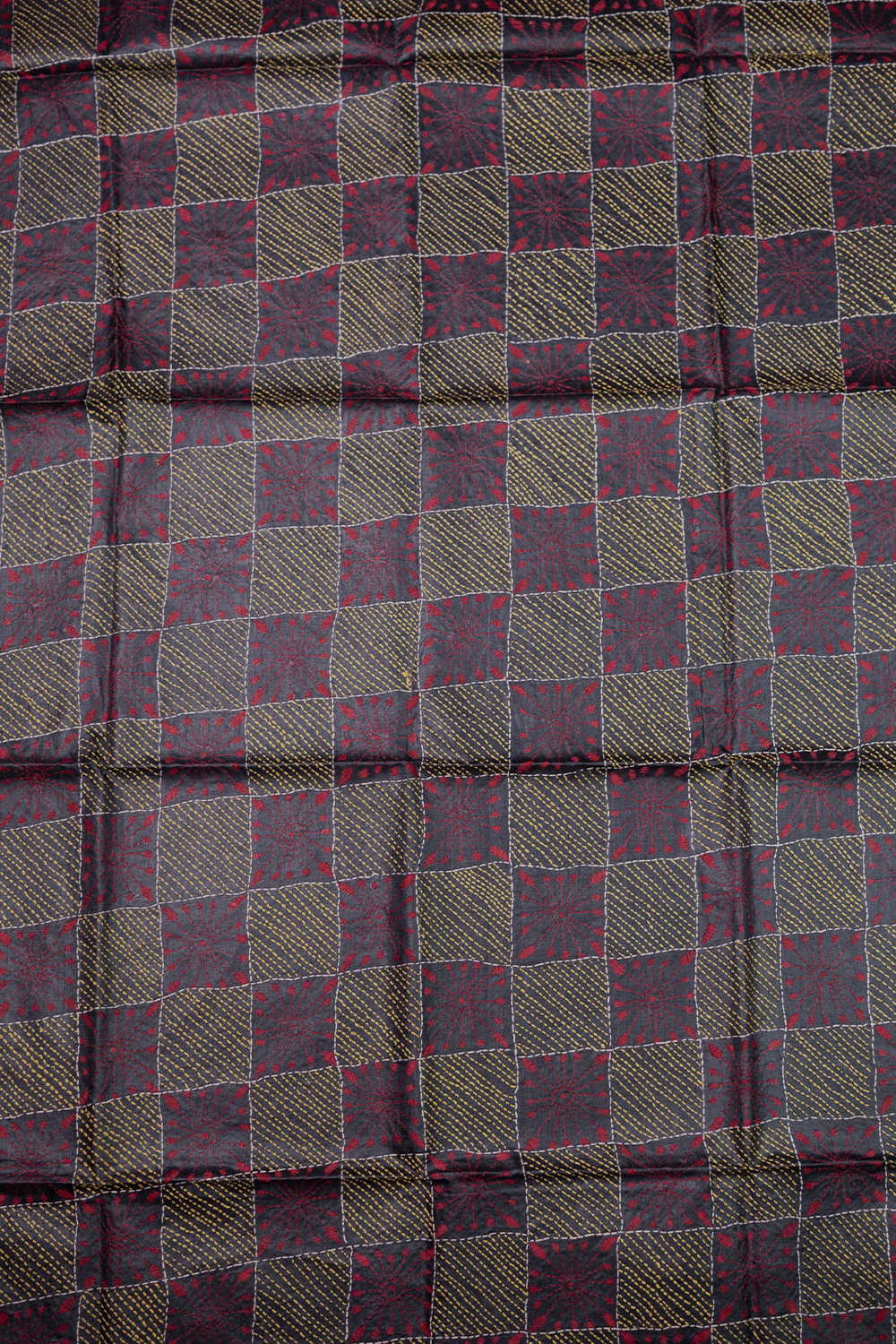 Checkered Pattern Kantha Silk Blouse - Image 3