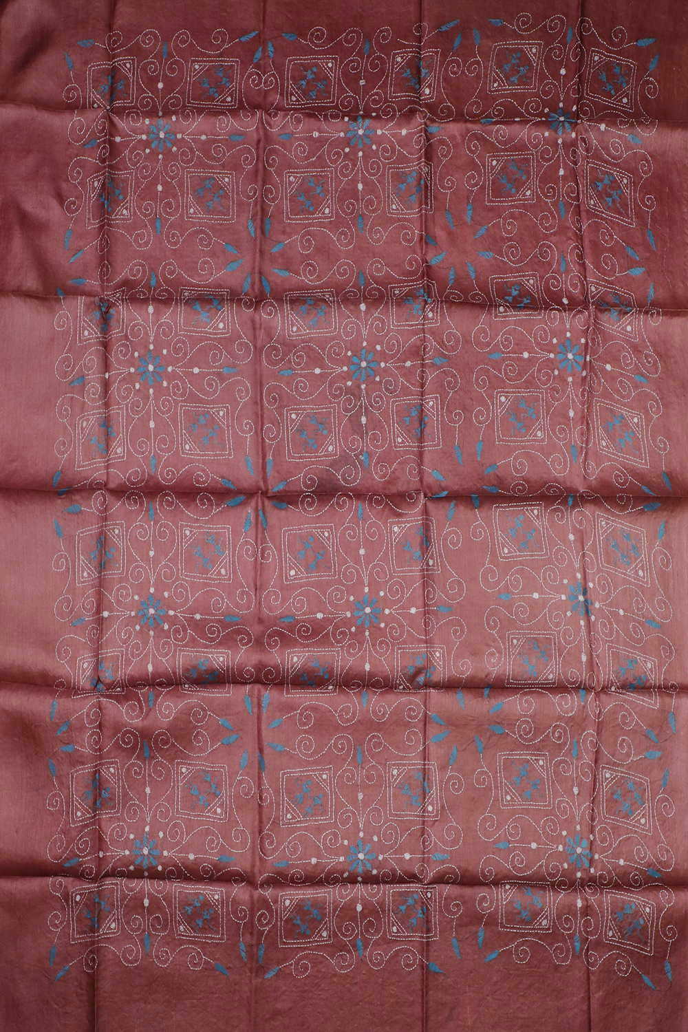 Rust Maroon Kantha Silk Blouse - Image 3