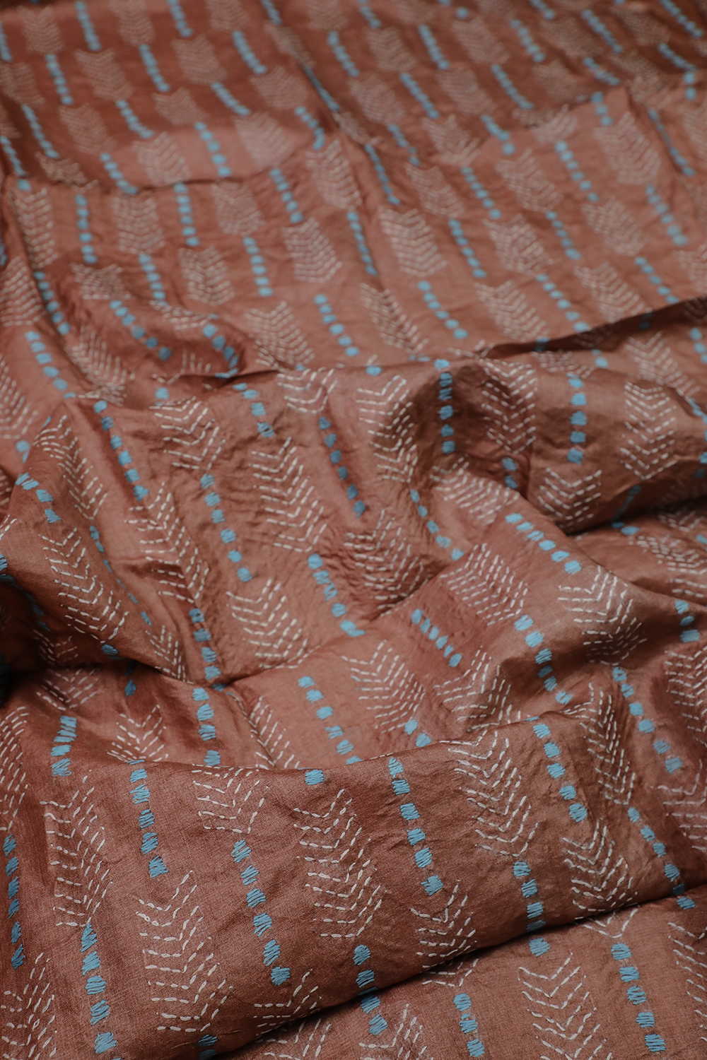 Moss Maroon Kantha Silk Blouse - Image 2