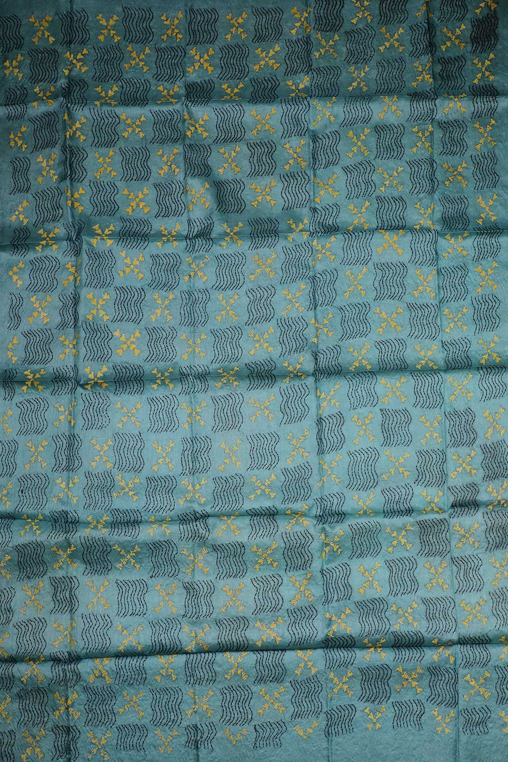 Soft Blue Kantha Silk Blouse - Image 2