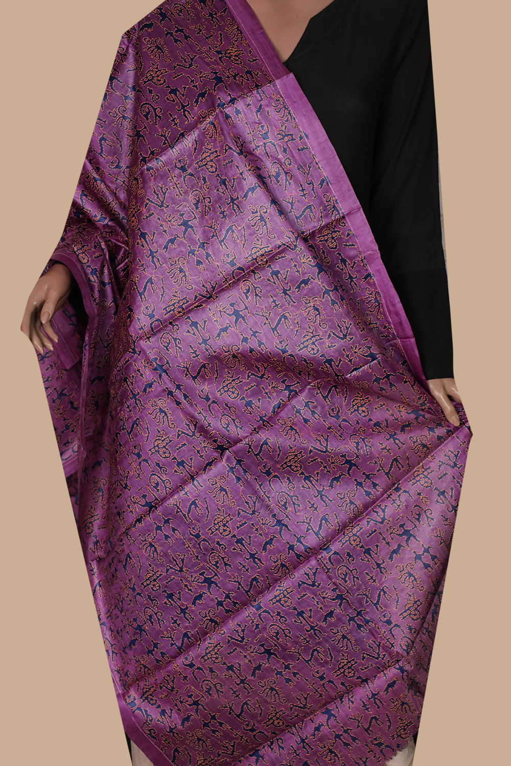 Fuchsia Pink Kantha Silk Dupatta