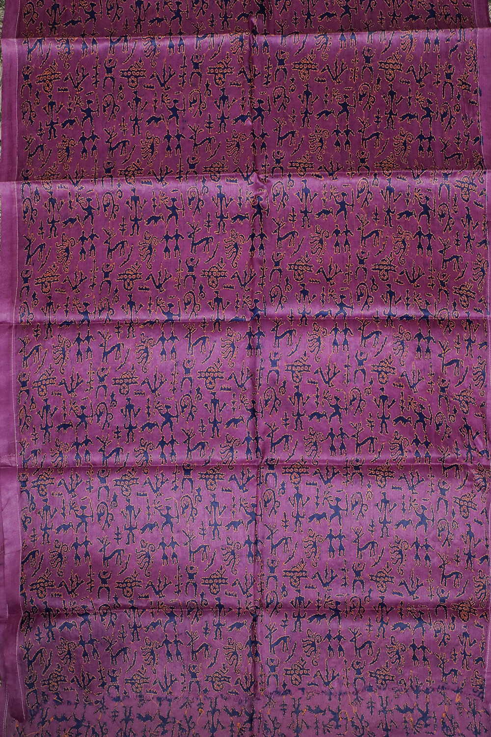 Fuchsia Pink Kantha Silk Dupatta - Image 2