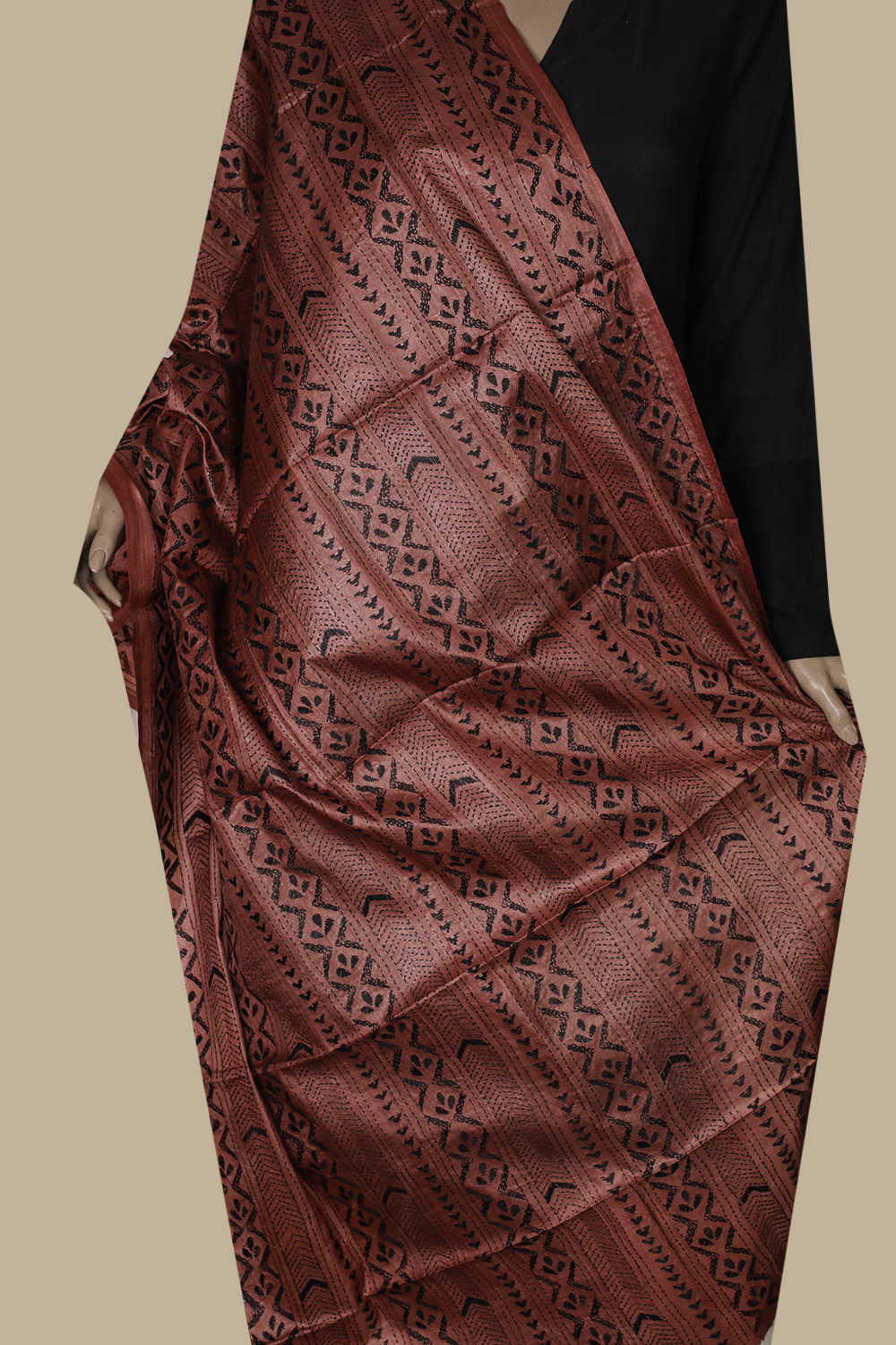 Mars Maroon Kantha Silk Dupatta