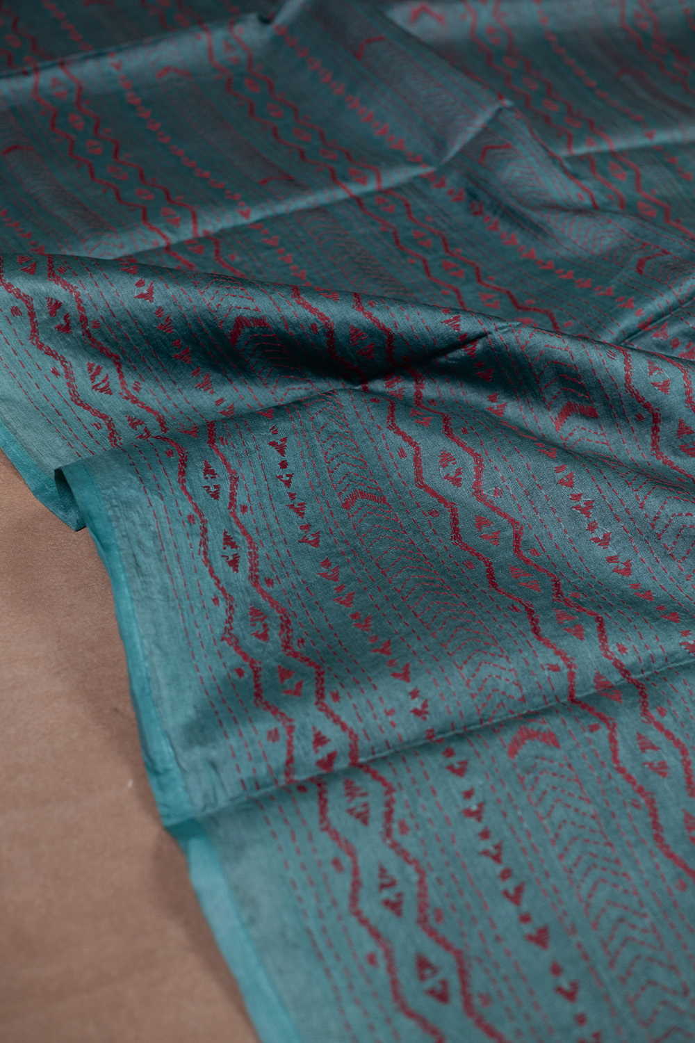 Shade of Blue Kantha Silk Dupatta - Image 3