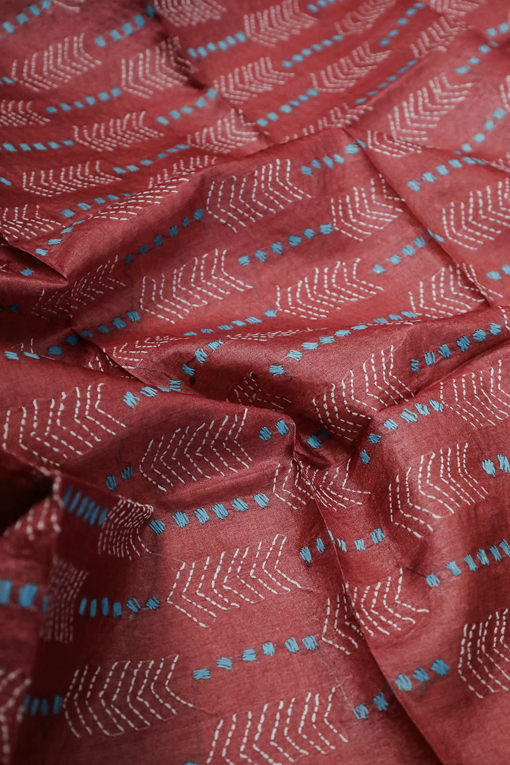Scarlet Maroon Kantha Tussar Blouse - Image 3