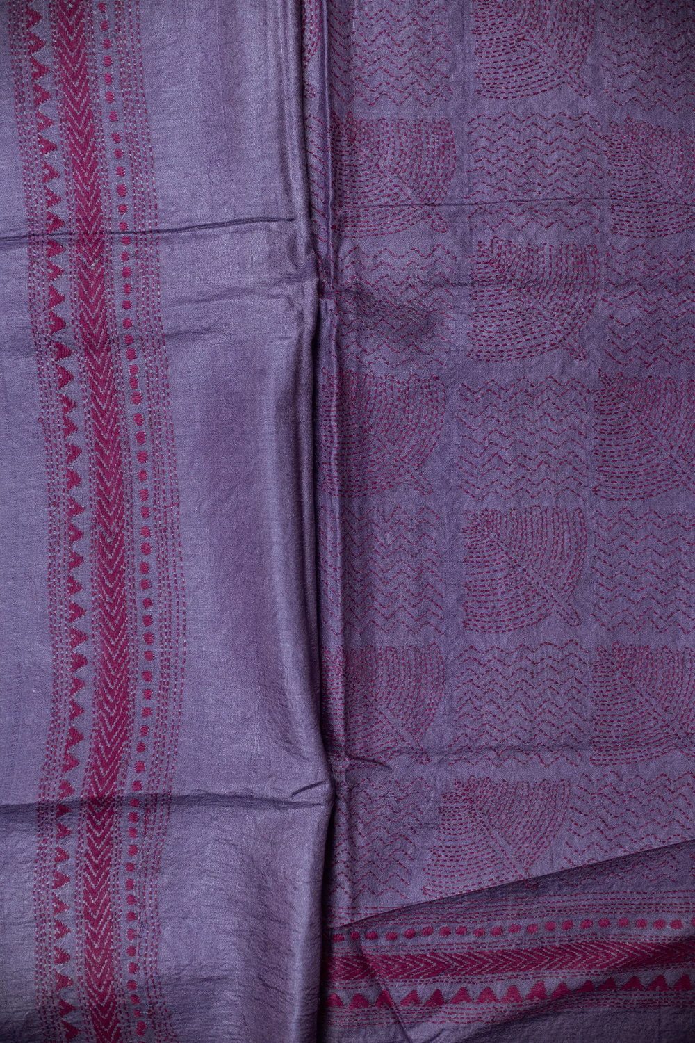 Lavender Purple Kantha Tussar saree - Image 4