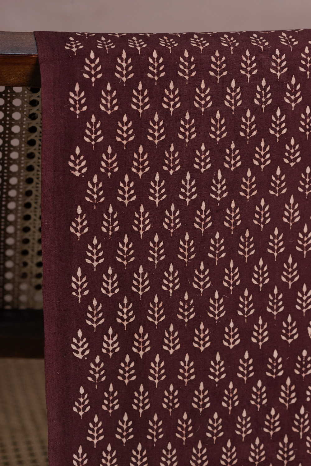Leaf Motifs - Brown Kutch Cotton Fabric