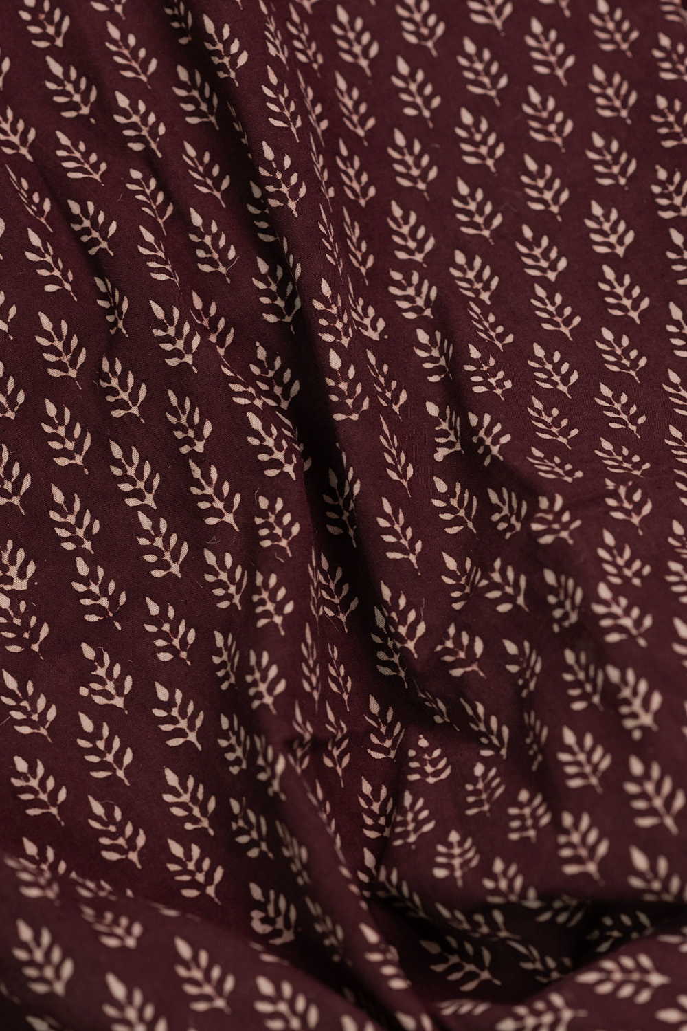 Leaf Motifs - Brown Kutch Cotton Fabric - Image 3