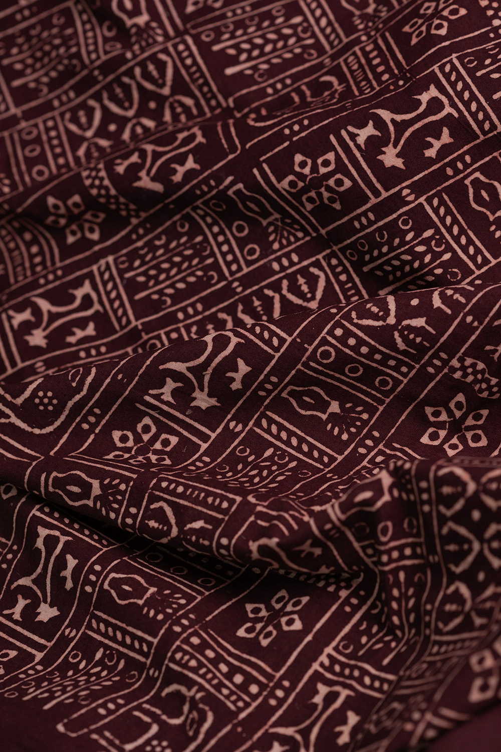 Patterned on Brown Kutch Cotton Fabric - Image 3