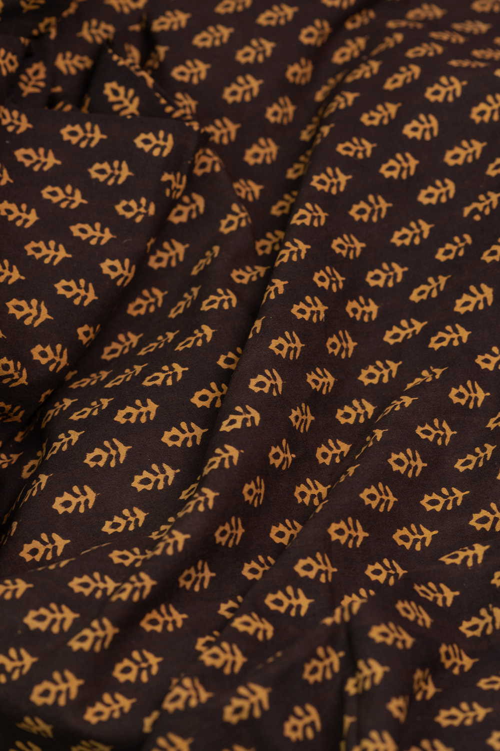 Yellow Motifs - Black Kutch Cotton Fabric - Image 3