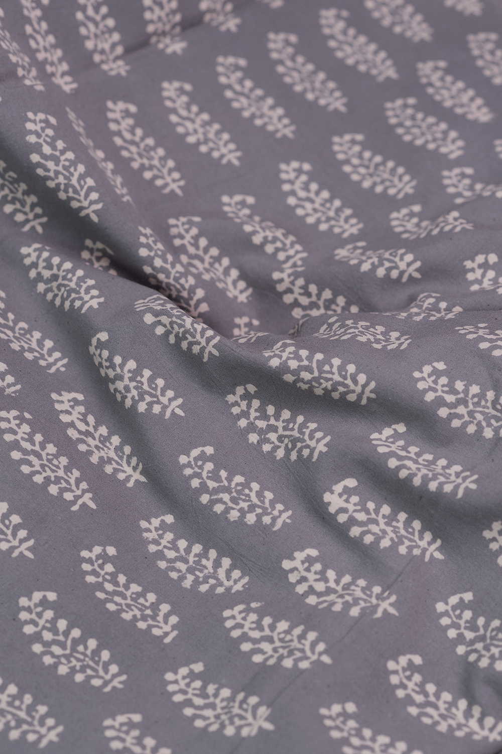 Grey with Motifs Kutch Cotton Fabric - Image 3