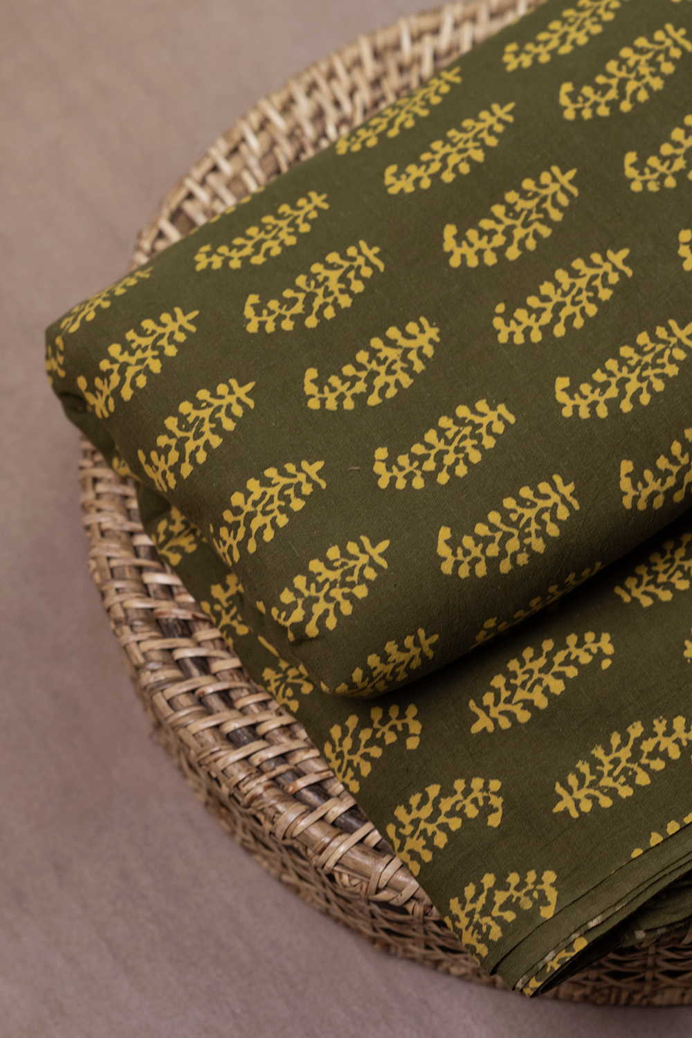 Yellow Pailsey - Green Kutch Cotton Fabric - Image 2