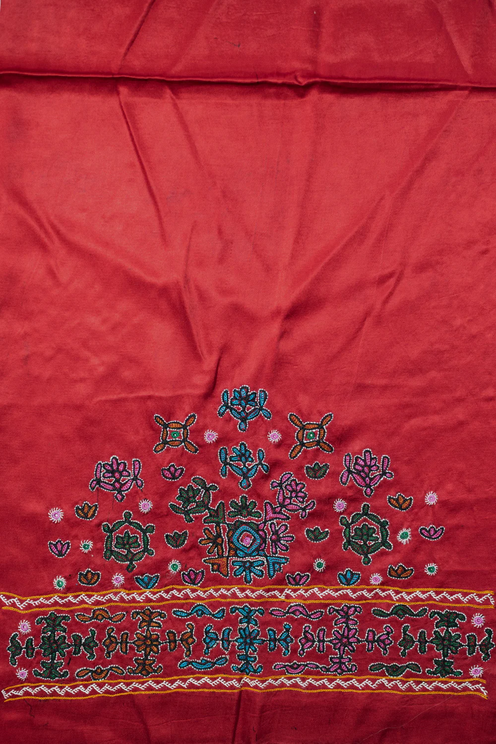 Ruby Red Kutch Embroidered Mashru Silk Blouse - Image 4