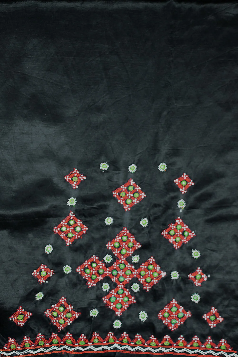 Pitch Black Kutch Embroidered Mashru Silk Blouse - Image 4