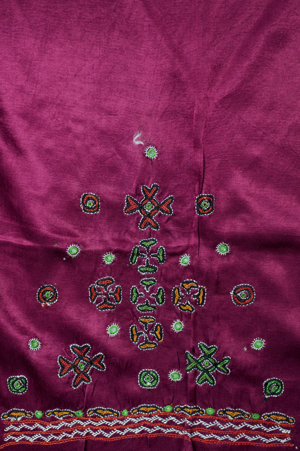 Dark Magenta Pink Kutch Embroidered Mashru Silk Blouse - Image 4
