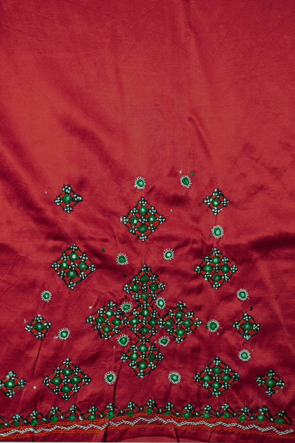 Dark Red Kutch Embroidered Mashru Silk Blouse - Image 2