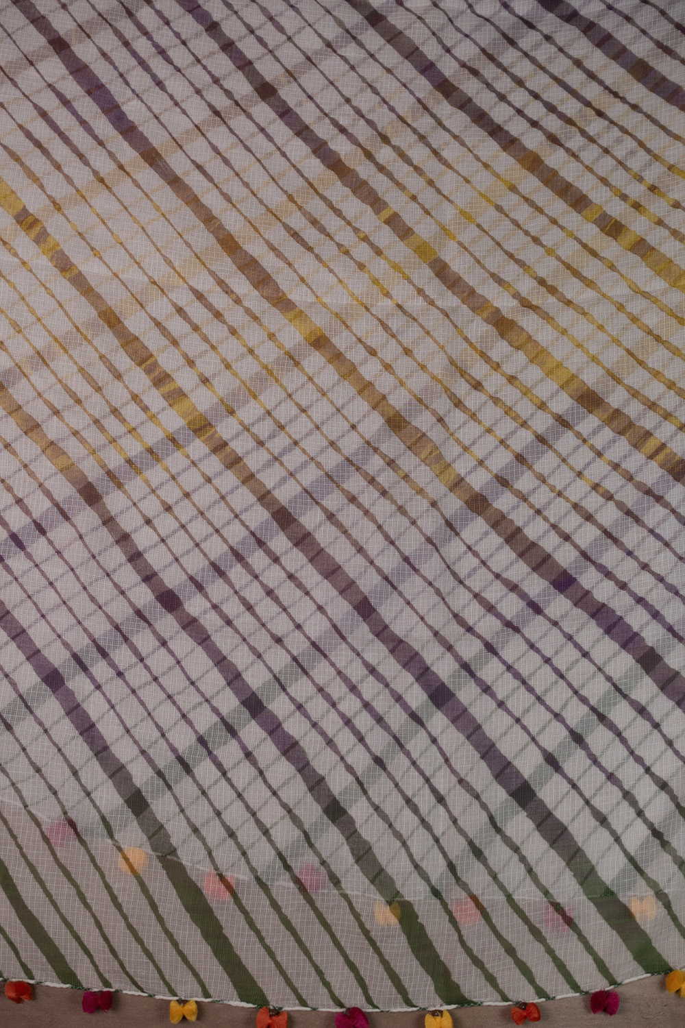 Cream - MultiStripes Leheriya Kota Cotton Dupatta - Image 3