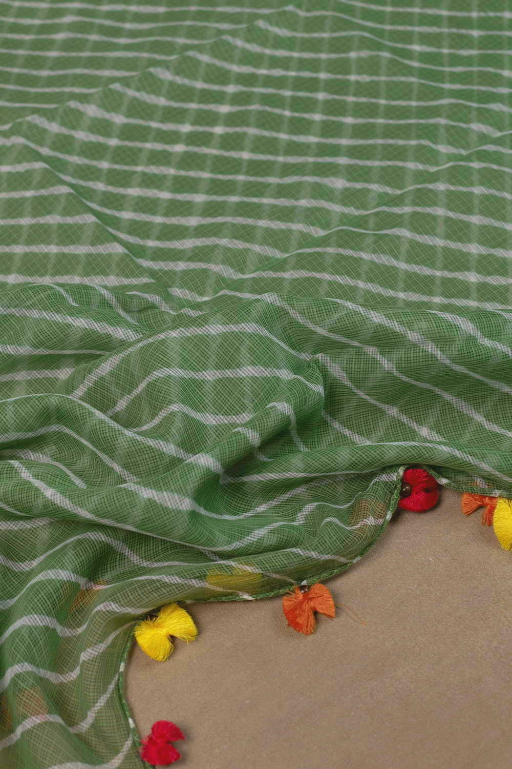 Leaf Green - Leheriya Kota Cotton Dupatta