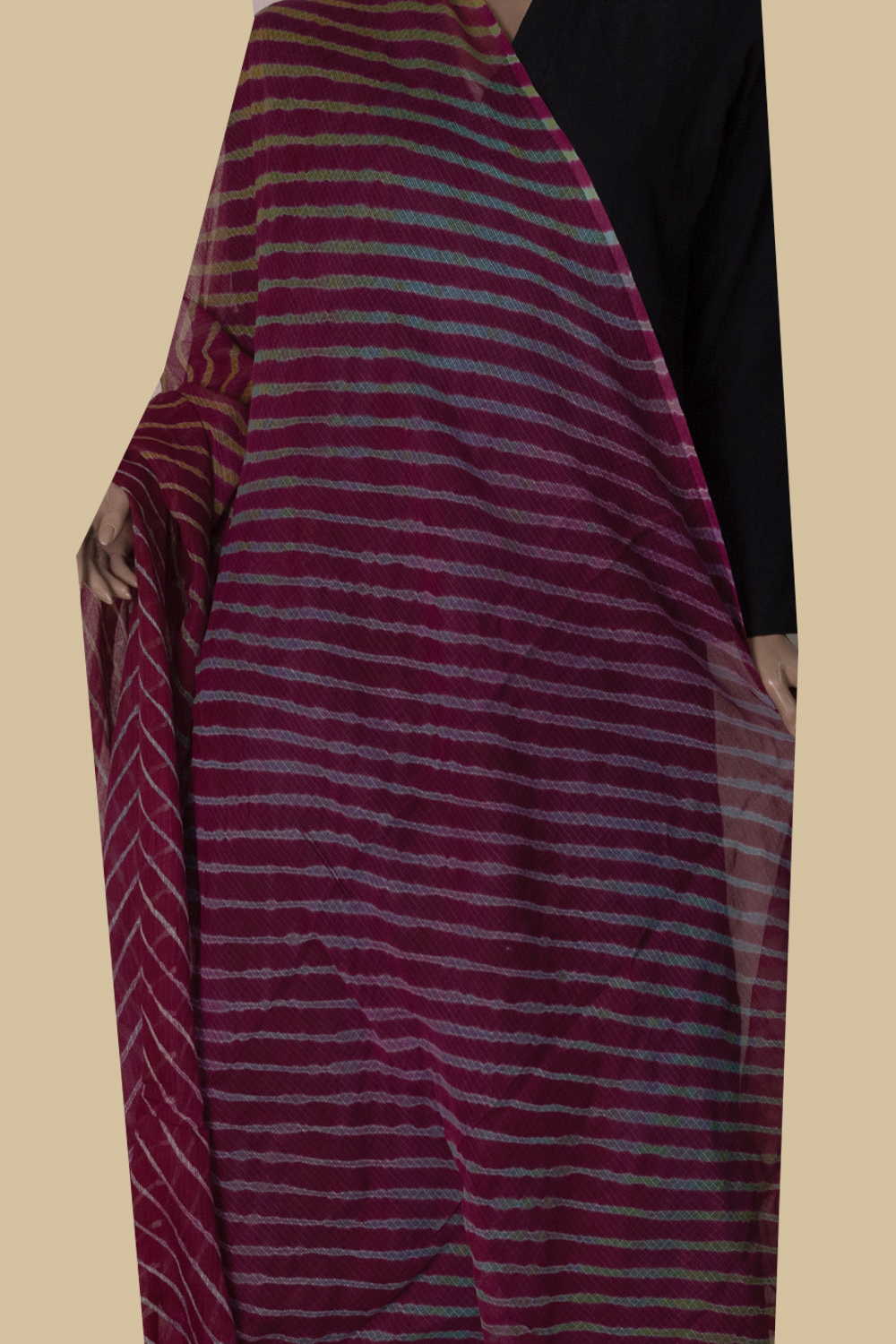 Purple - Leheriya Kota Cotton Dupatta - Image 2