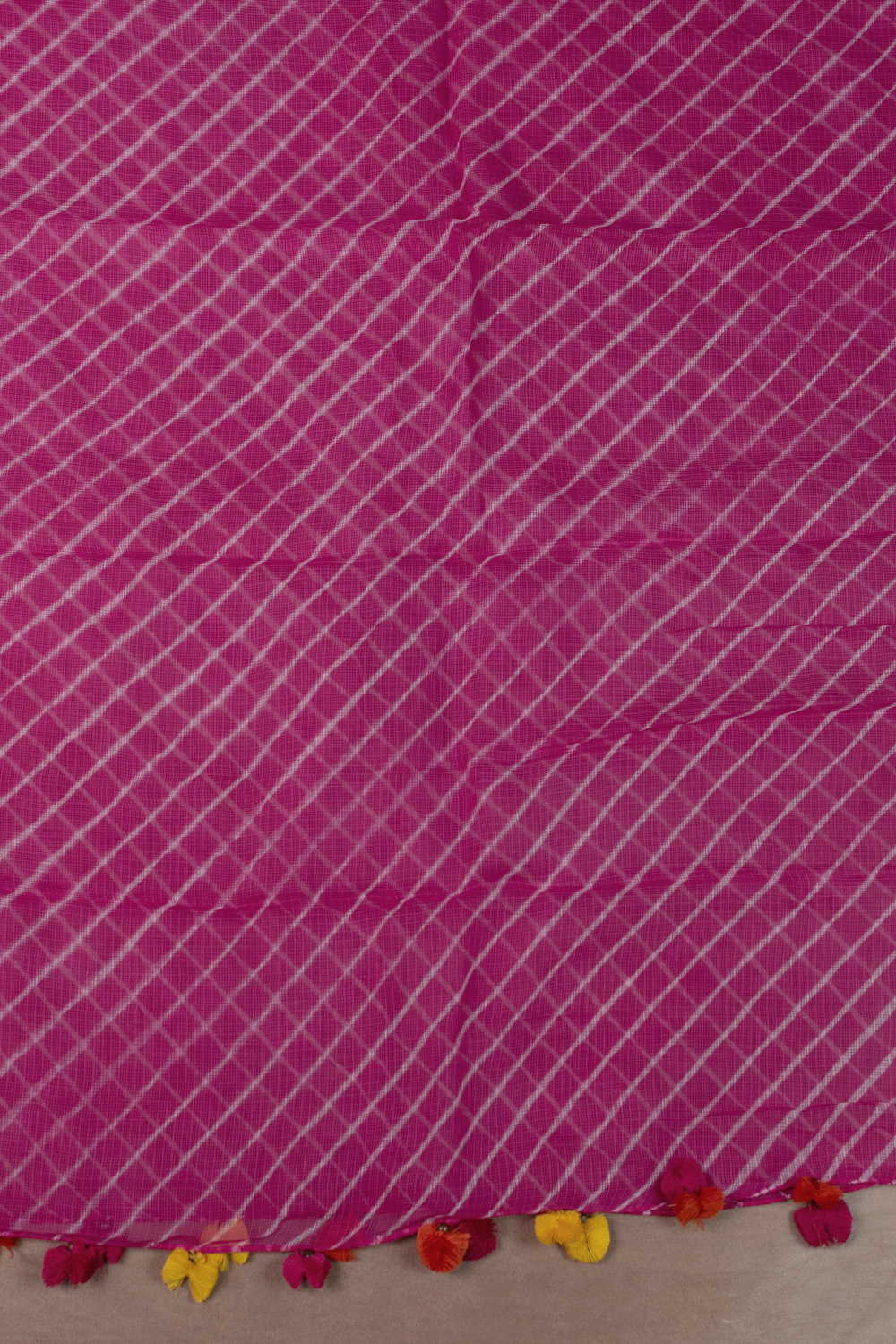 Pink Plaid - Leheriya Kota Cotton Dupatta - Image 3