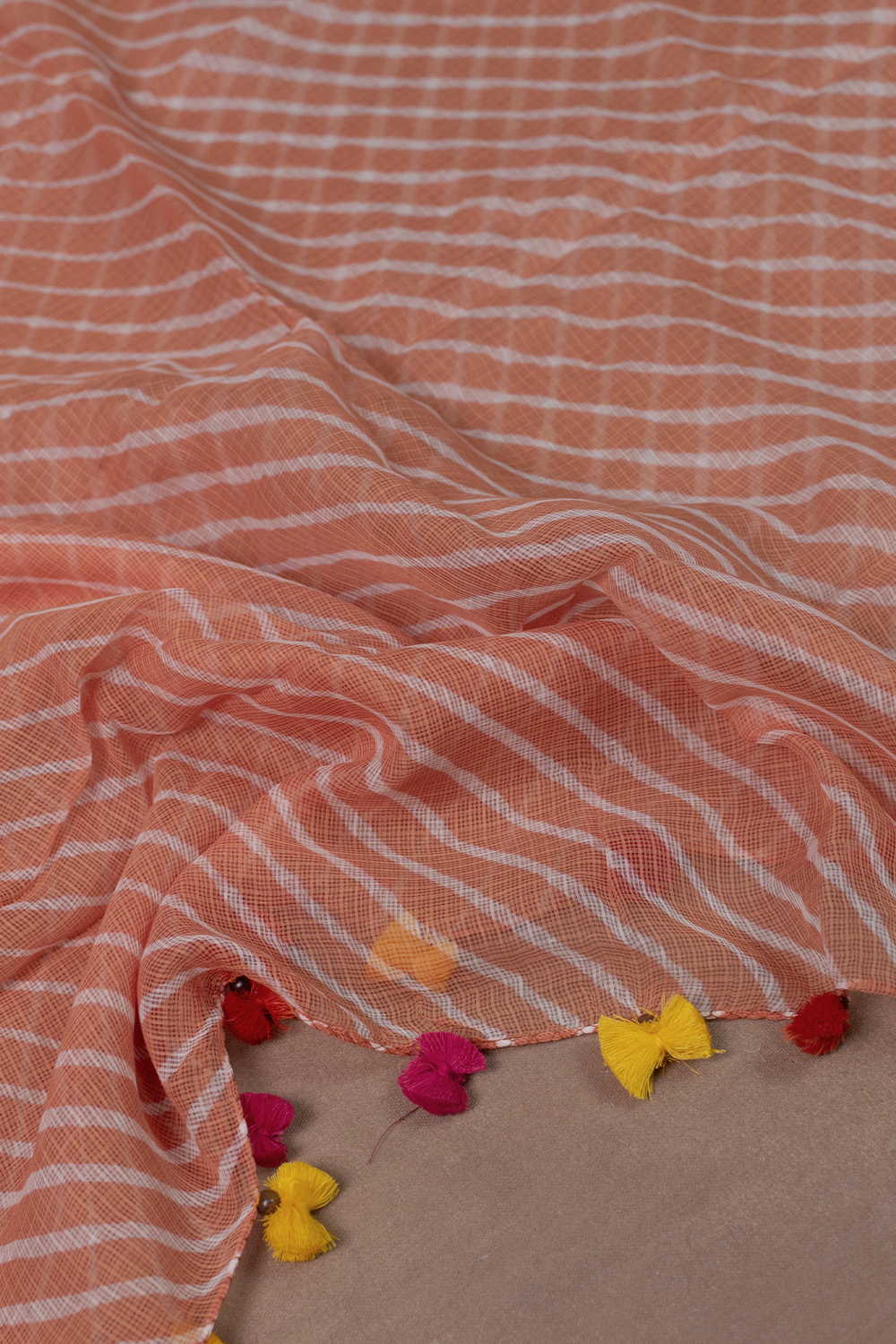 Orange - Leheriya Kota Cotton Dupatta