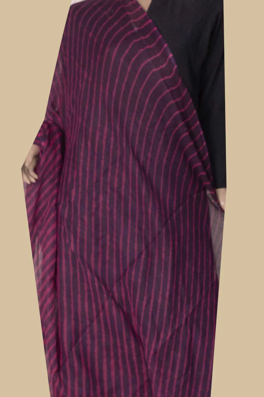 Pink Grid on Purple Leheriya Kota Cotton Dupatta - Image 2