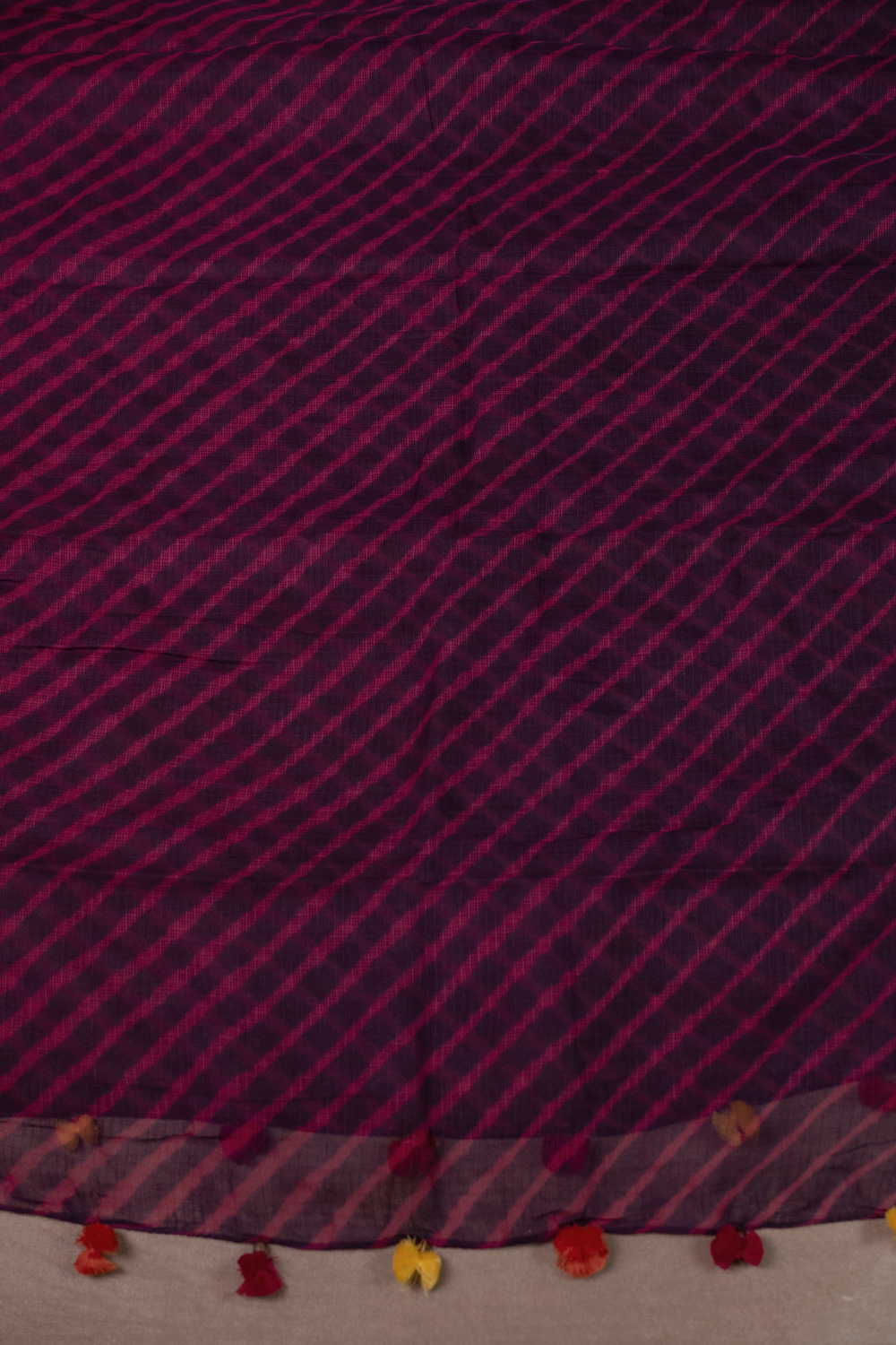 Pink Grid on Purple Leheriya Kota Cotton Dupatta - Image 3