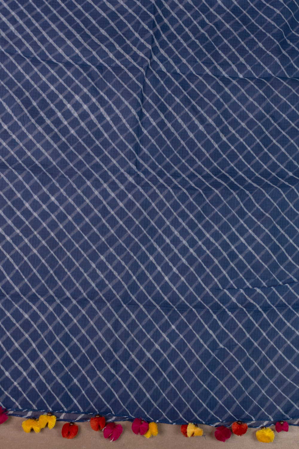 Line on Blue Leheriya Kota Cotton Dupatta - Image 3