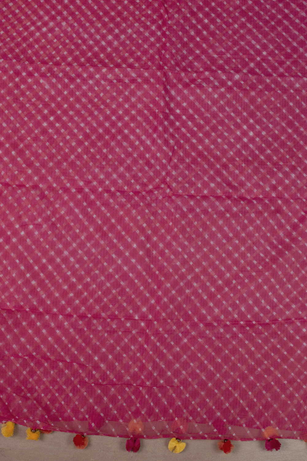 Deep pink Leheriya Kota Cotton Dupatta - Image 3