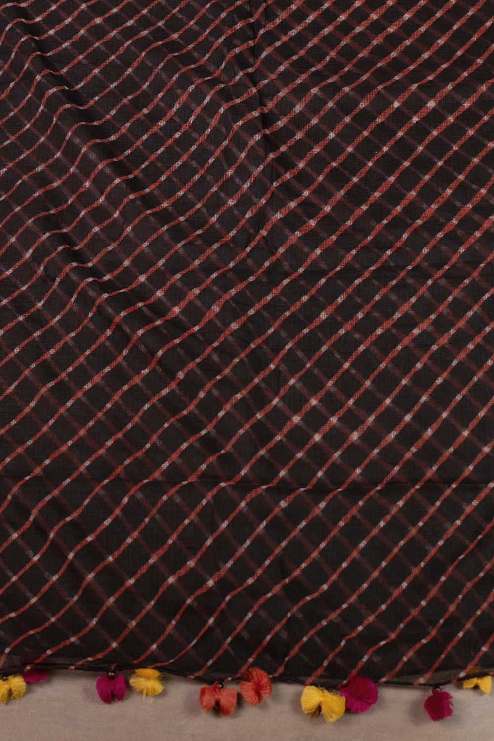 Black Leheriya Kota Cotton Dupatta - Image 3