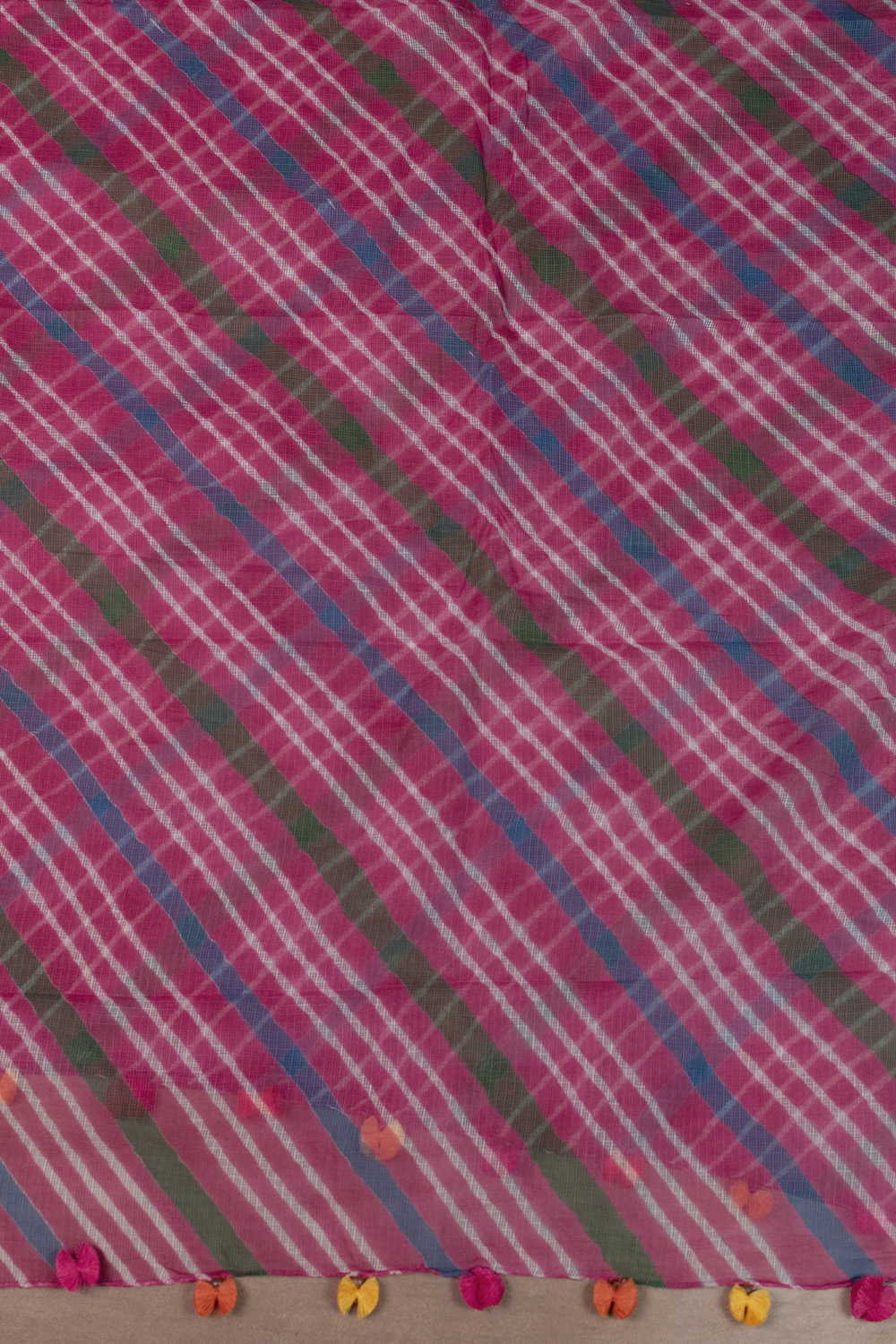 Multi-Lines Pink Leheriya Kota Cotton Dupatta - Image 3