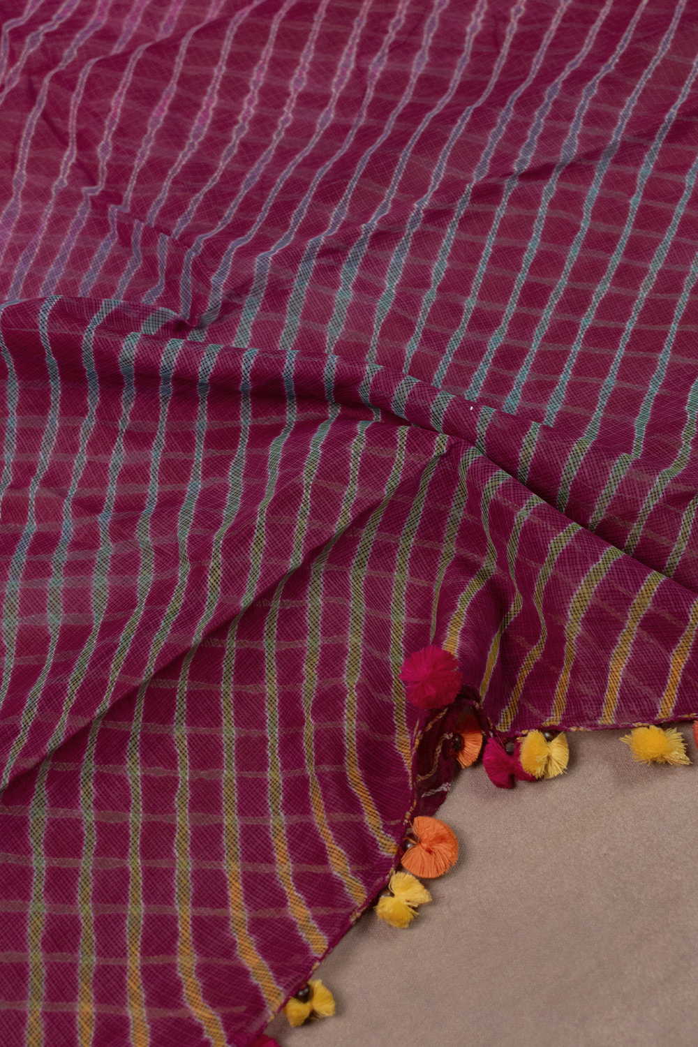 Muted Purple Leheriya Kota Cotton Dupatta