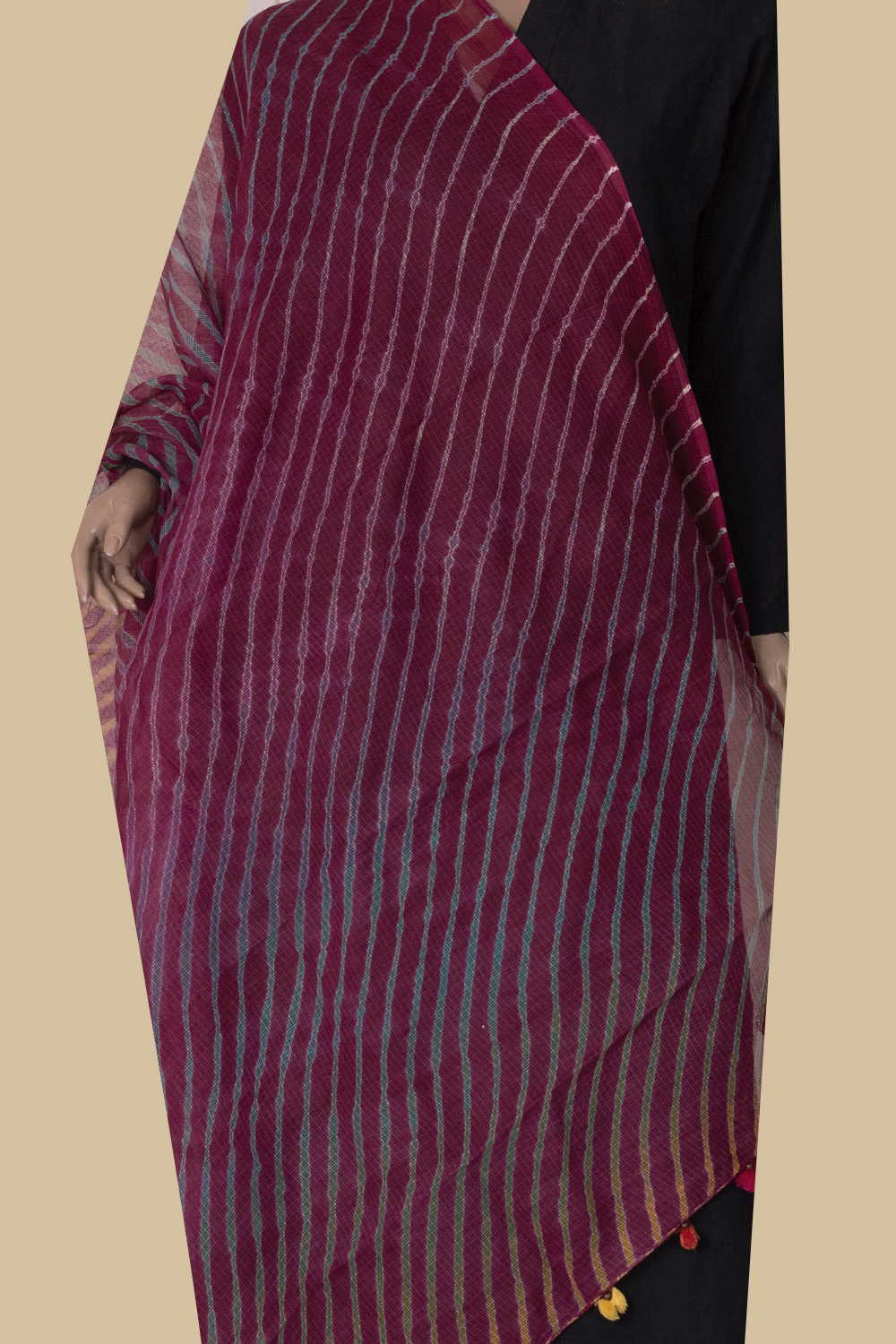 Muted Purple Leheriya Kota Cotton Dupatta - Image 2