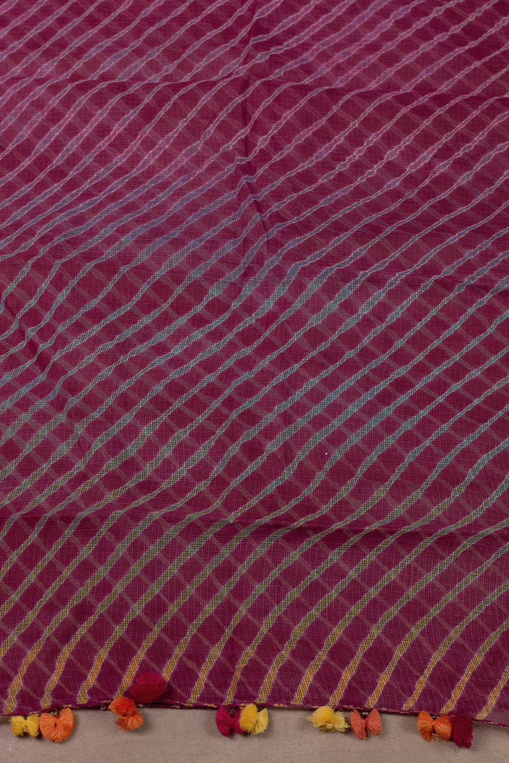 Muted Purple Leheriya Kota Cotton Dupatta - Image 3