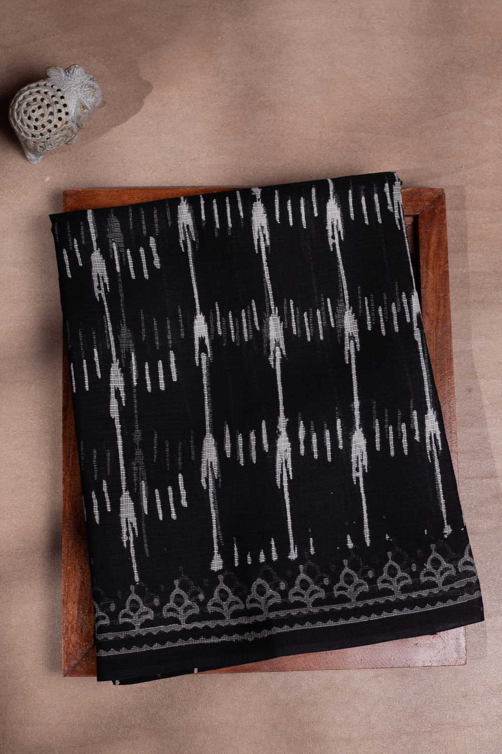 Black Geometric Pattern Kota Cotton saree