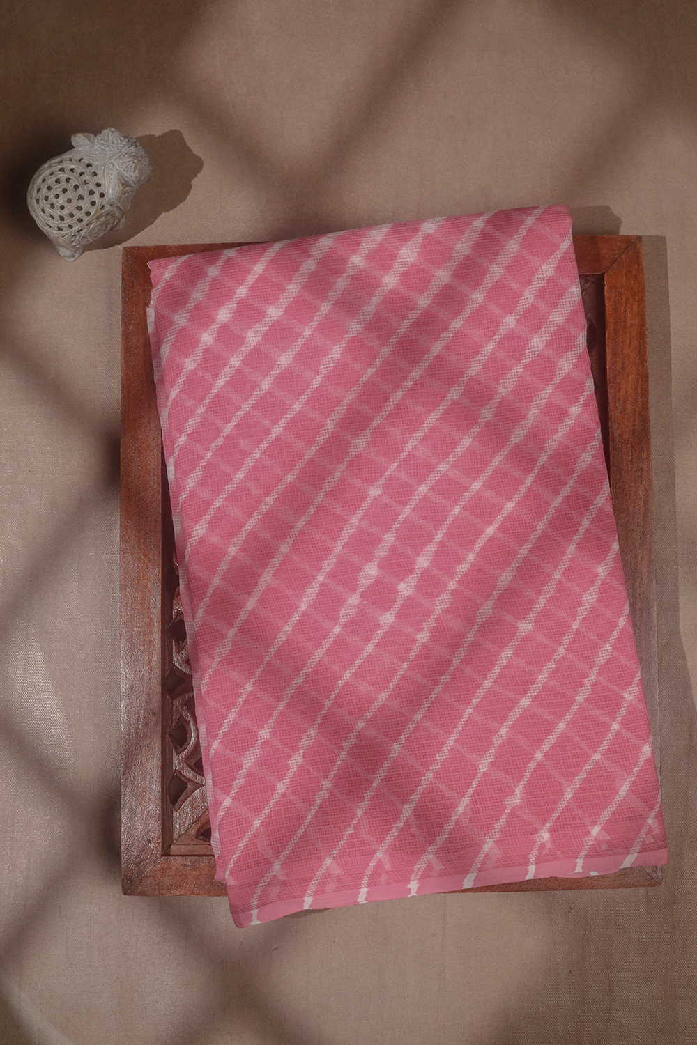 Baby Pink Leheriya Kota Cotton saree